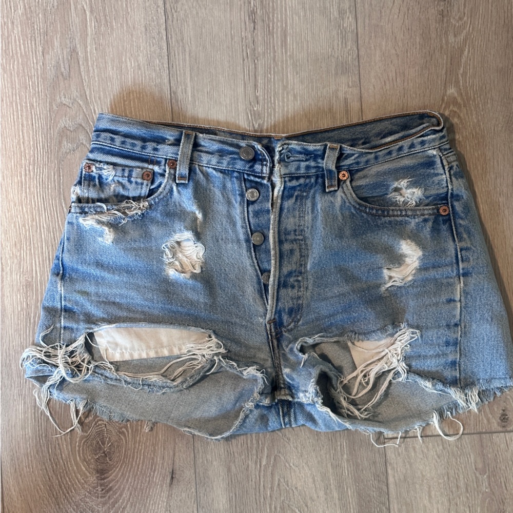 Levi’s jean shorts with rips